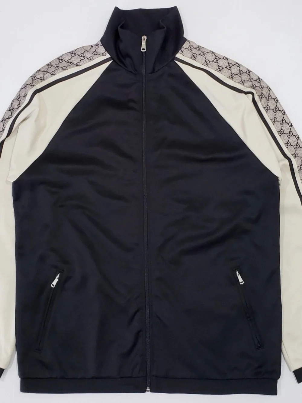 GUCCI  Oversize Technical Jersey Track Jacket GG Monogram Tape Sleeve M